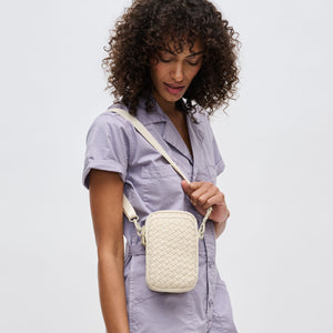 Woman wearing Cream Sol and Selene Divide & Conquer - Woven Neoprene Crossbody 841764109239 View 1 | Cream