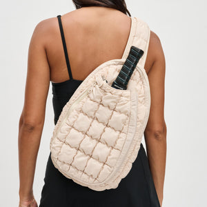 Woman wearing Cream Sol and Selene Match Point - Pickleball Sling Backpack 841764109741 View 4 | Cream