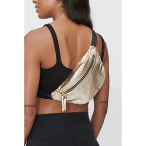 Woman wearing Gold Sol and Selene Glitz And Glam Belt Bag 841764103244 View 2 | Gold