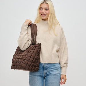 Woman wearing Brown Sol and Selene Dreamer Tote 841764110617 View 3 | Brown