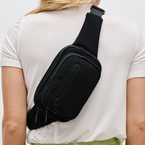 Woman wearing Black Sol and Selene Hip Hugger - Neoprene Mesh Belt Bag 841764109819 View 1 | Black