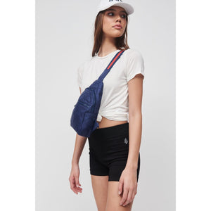 Woman wearing Navy Sol and Selene Motivator Sling Backpack 841764106894 View 4 | Navy