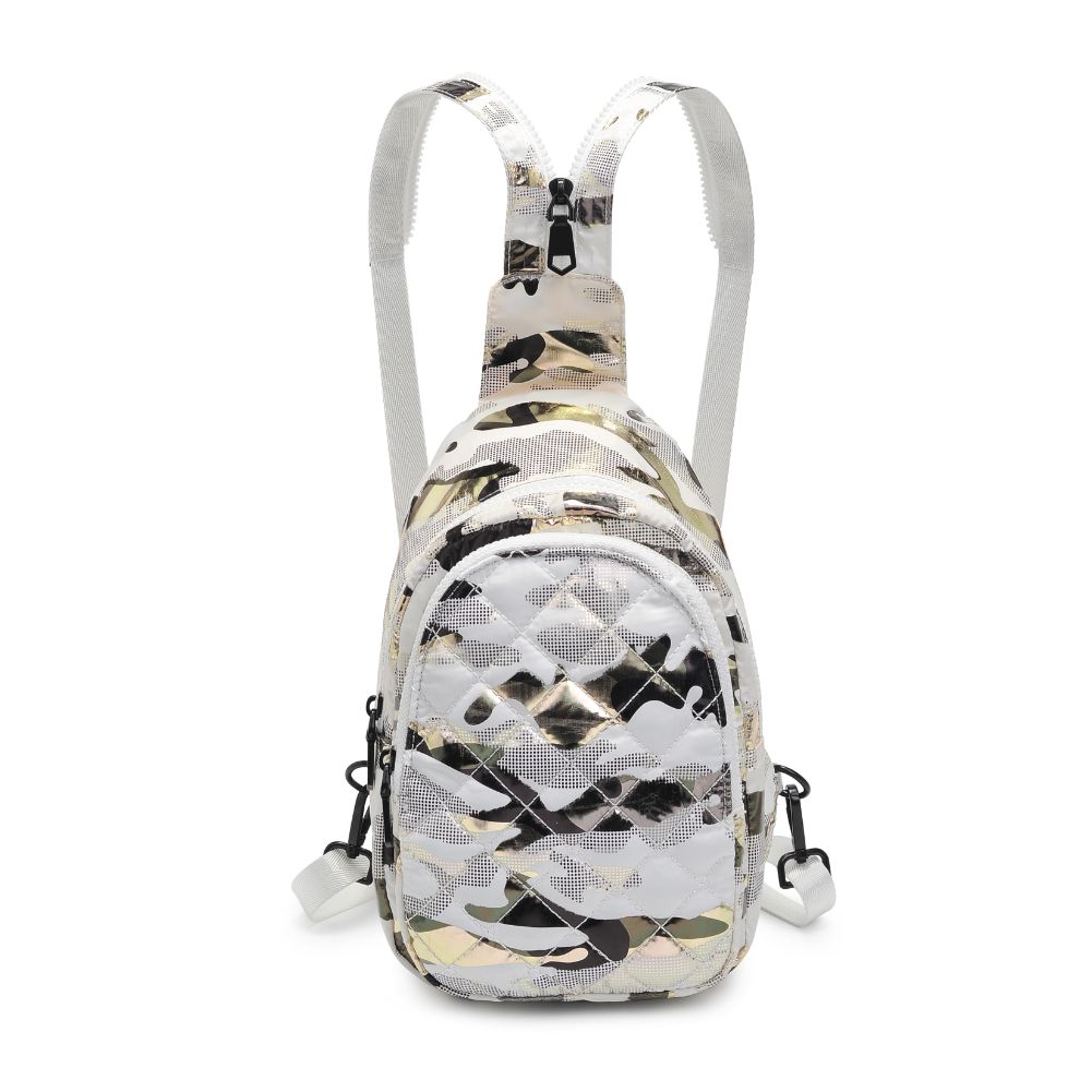 Product Image of Sol and Selene On The Run Sling Backpack 841764106290 View 5 | White Metallic Camo