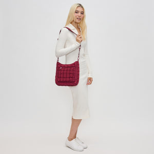 Woman wearing Burgundy Sol and Selene Aura Crossbody 841764110747 View 3 | Burgundy