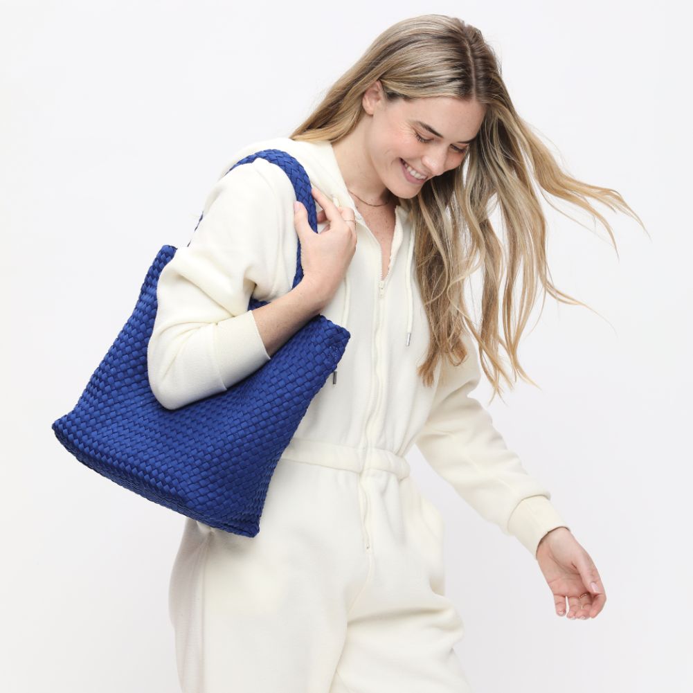 Woman wearing Royal Blue Sol and Selene Sky&#39;s The Limit - Medium Tote 841764108201 View 2 | Royal Blue