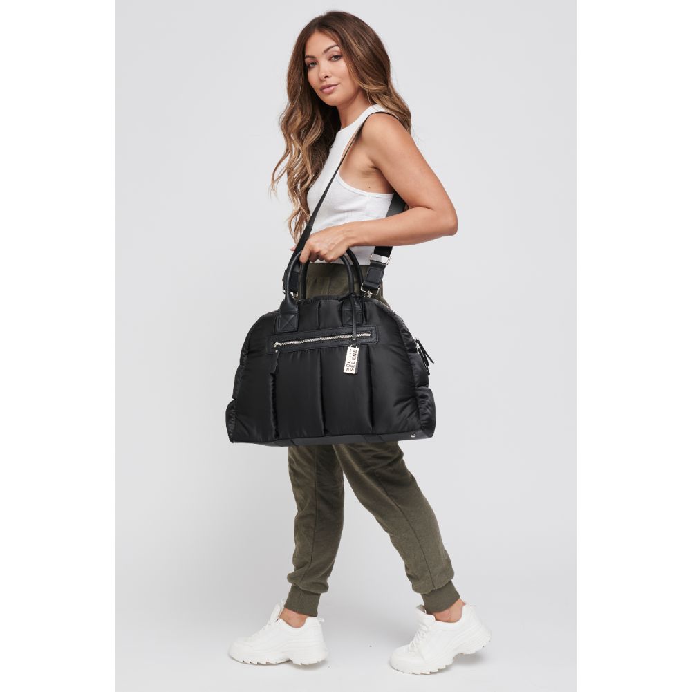 Woman wearing Black Sol and Selene Flying High Satchel 841764102148 View 2 | Black