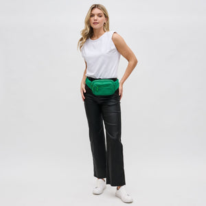 Woman wearing Green Sol and Selene Hip Hugger - Neoprene Mesh Belt Bag 841764109840 View 3 | Green