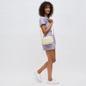 Woman wearing Cream Sol and Selene Inspiration - Woven Neoprene Crossbody 841764109291 View 3 | Cream