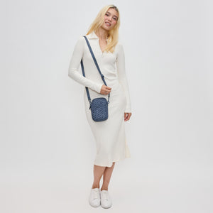 Woman wearing Dark Denim Sol and Selene Divide & Conquer - Woven Neoprene Crossbody 841764110235 View 3 | Dark Denim