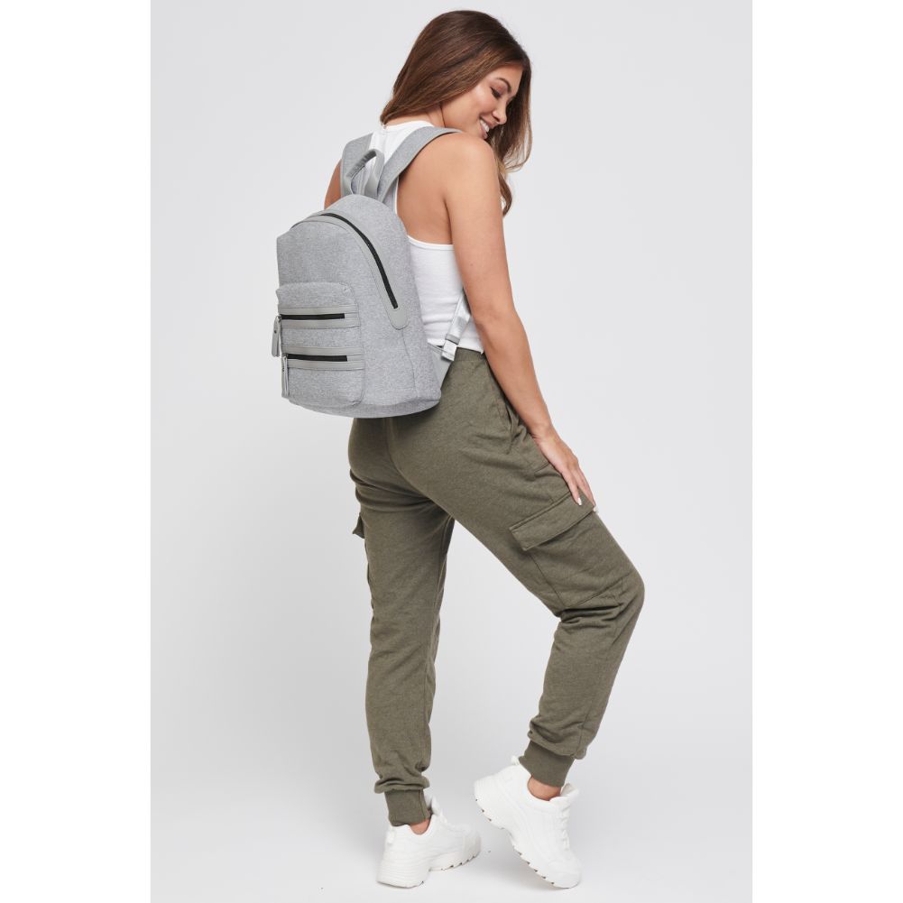 Woman wearing Grey Sol and Selene Carpe Diem - Neoprene Backpack 841764105590 View 3 | Grey