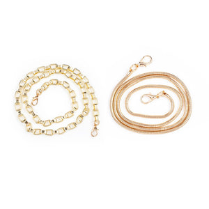 Woman wearing Light Gold Sol and Selene Face Mask Gold Chain Necklace - 2 Pack Lanyards 841764106184 View 1 | Light Gold