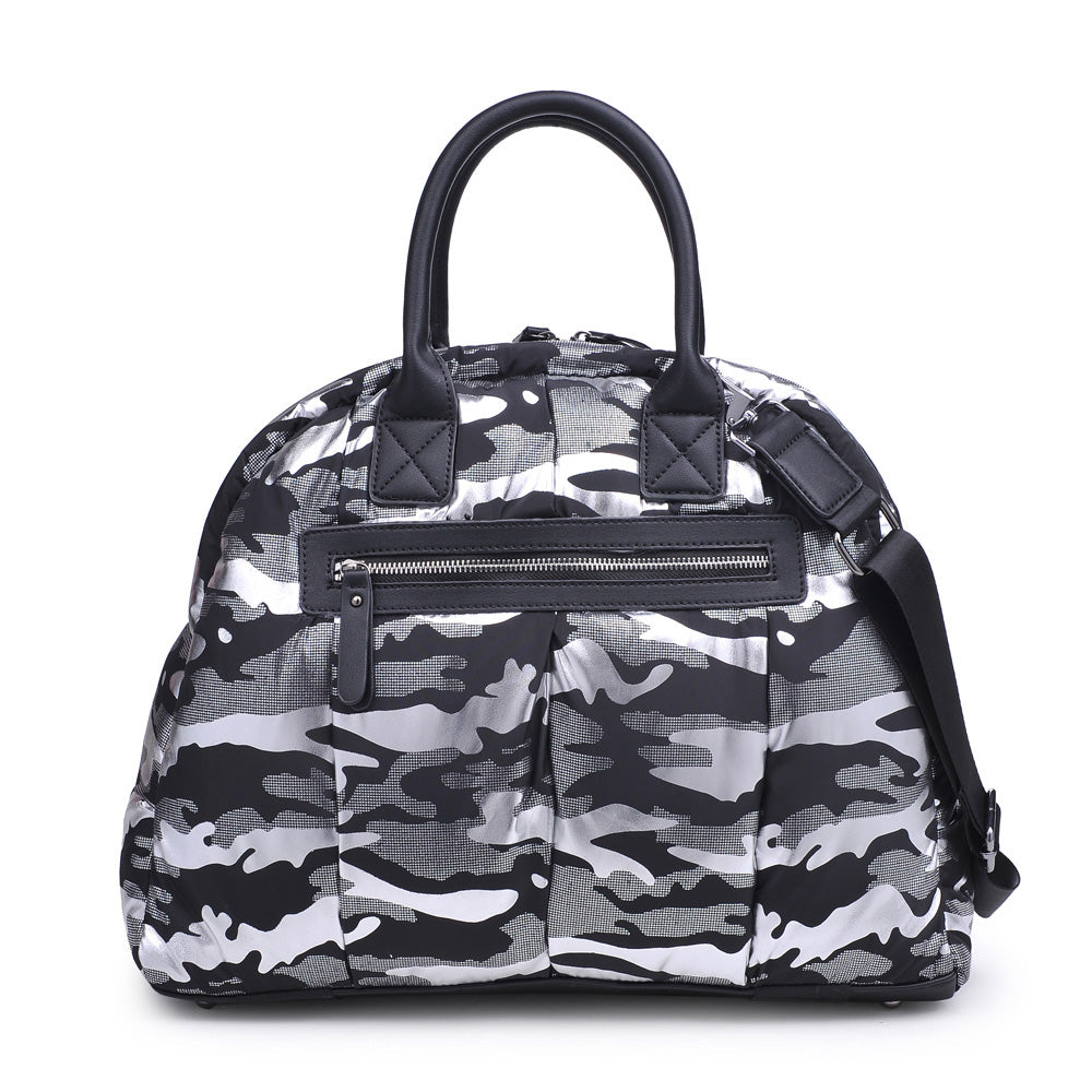 Product Image of Sol and Selene Flying High Satchel 841764104203 View 3 | Silver Metallic Camo