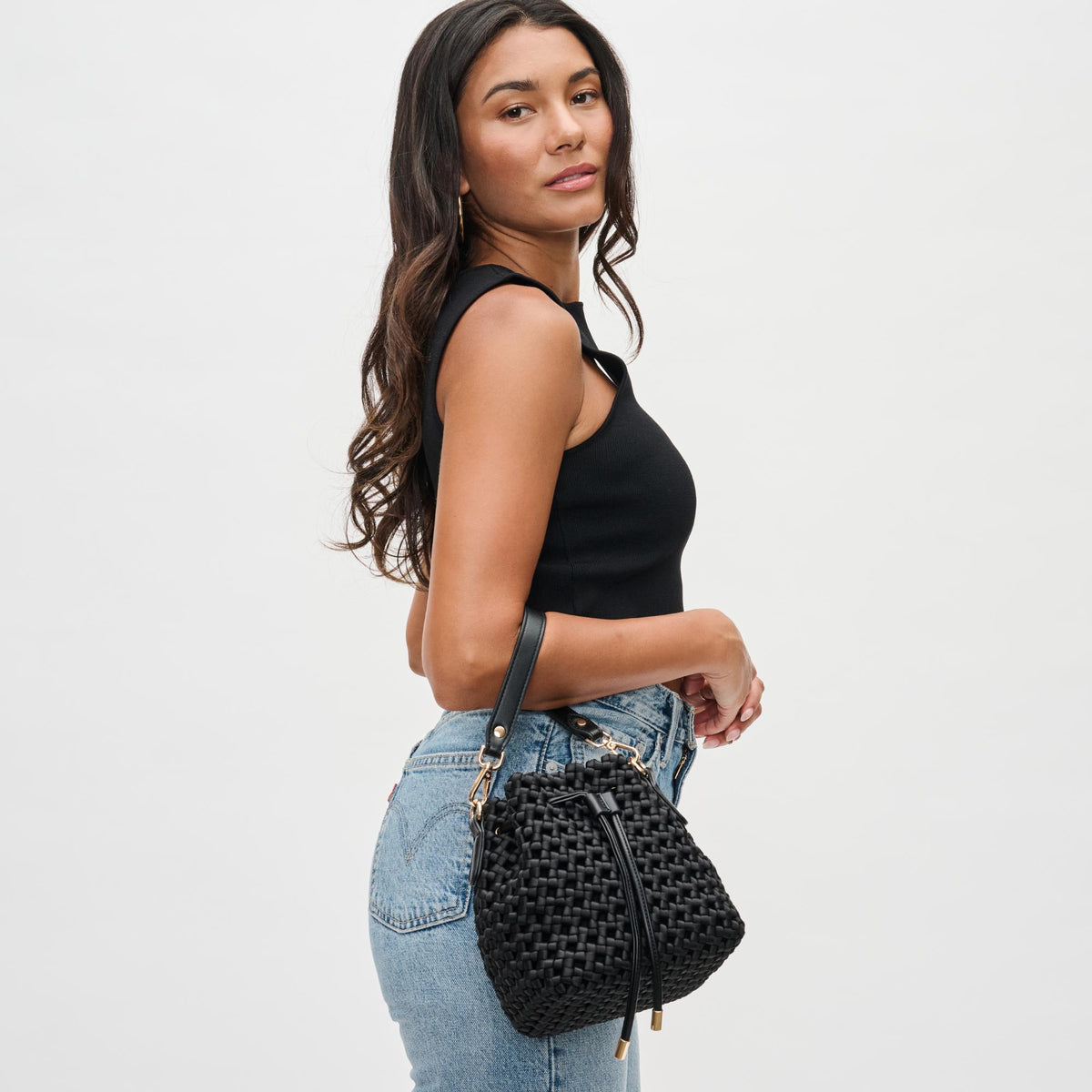 Woman wearing Black Sol and Selene Essence Crossbody 841764110013 View 3 | Black