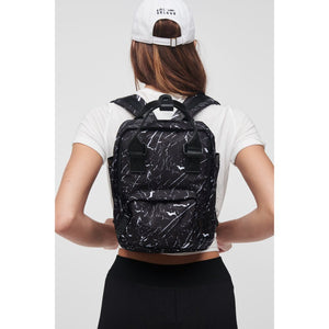 Woman wearing Black Marble Sol and Selene Iconic - Small Nylon Backpack 841764106726 View 1 | Black Marble