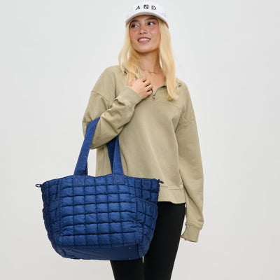 Woman wearing Navy Sol and Selene Dreamer Tote 841764110631 View 1 | Navy