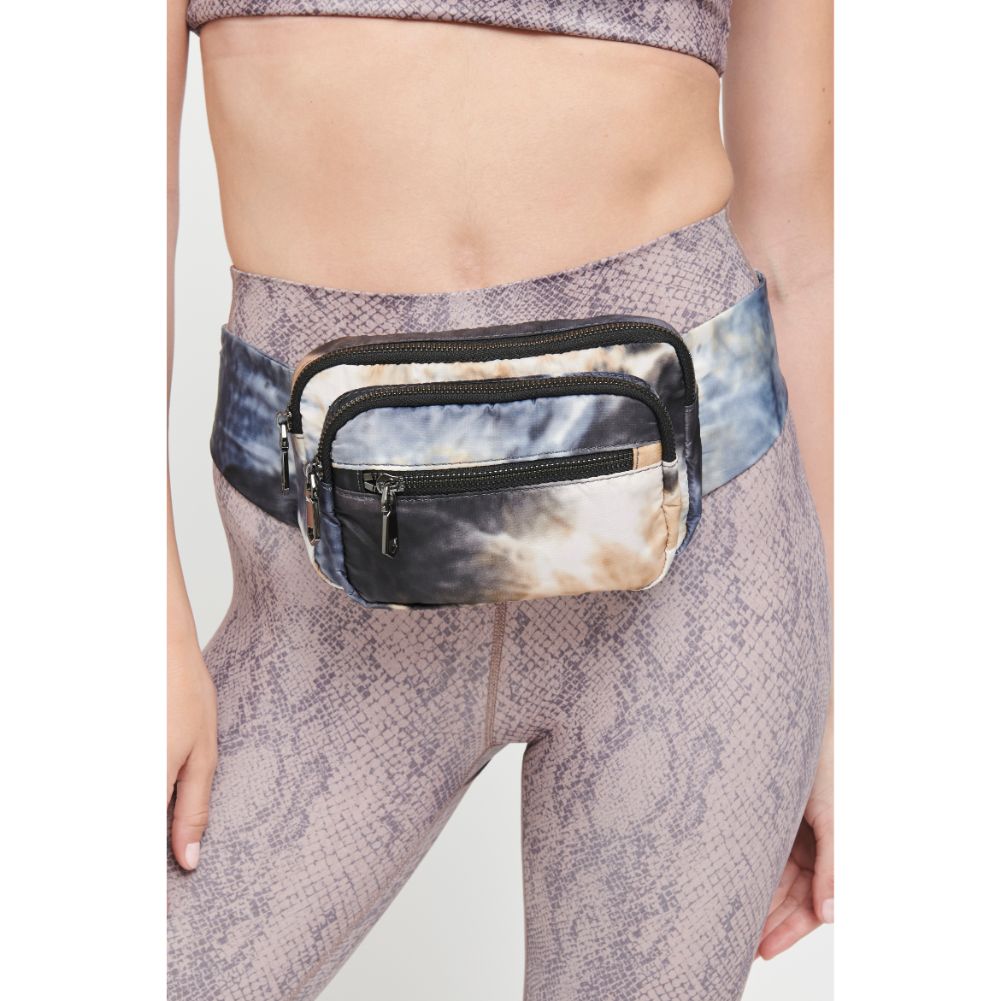 Woman wearing Storm Tie Dye Sol and Selene Hip Hugger Belt Bag 841764105408 View 2 | Storm Tie Dye