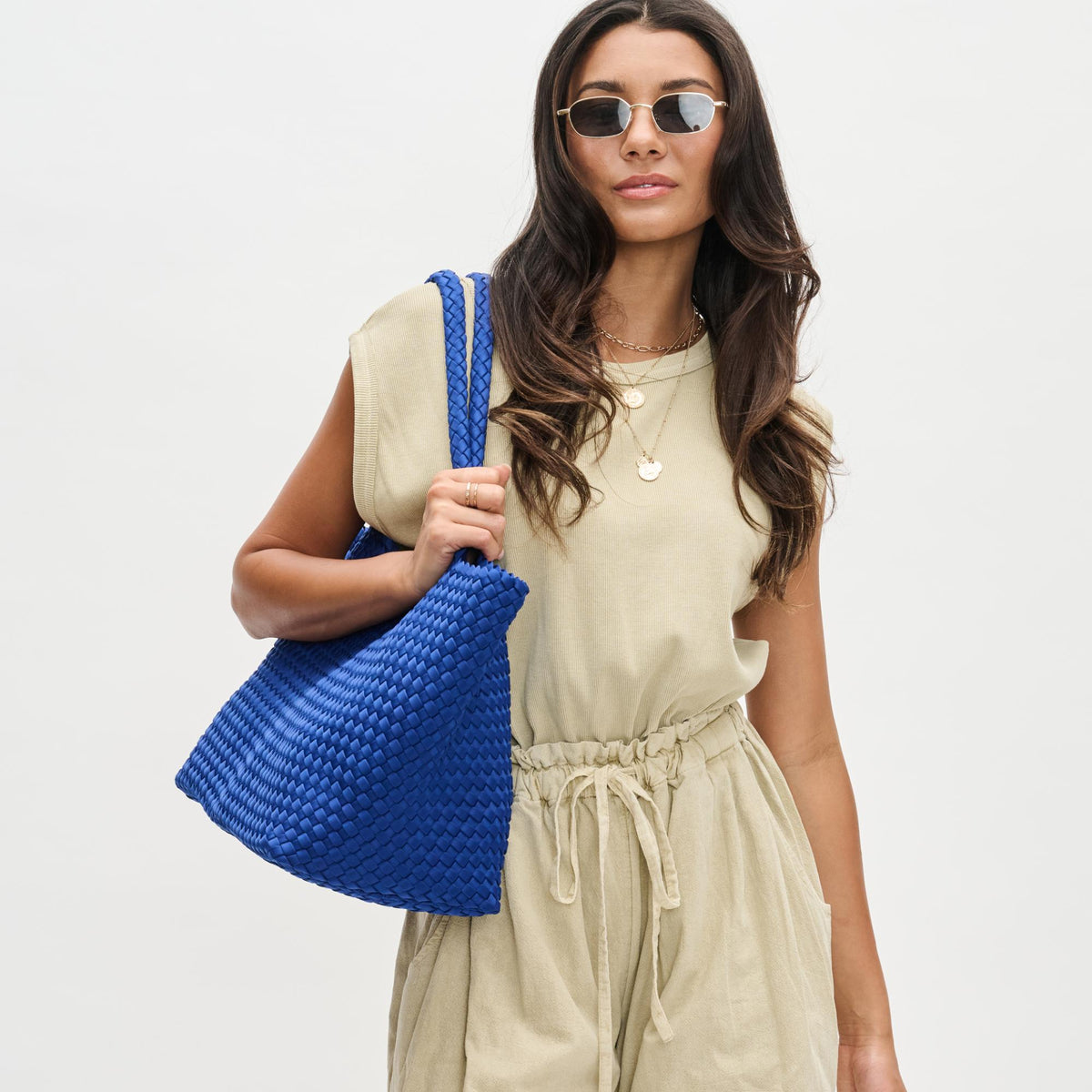 Woman wearing Royal Blue Sol and Selene Sky's The Limit - Large Tote 841764108249 View 2 | Royal Blue
