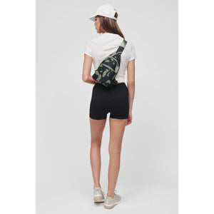 Woman wearing Green Camo Sol and Selene Motivator Sling Backpack 841764106870 View 2 | Green Camo