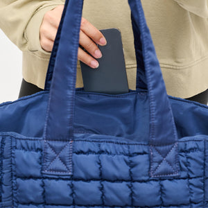 Woman wearing Navy Sol and Selene Dreamer Tote 841764110631 View 4 | Navy