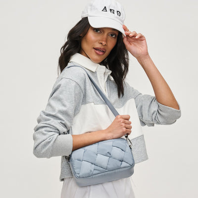 Woman wearing Slate Sky Sol and Selene Inspiration - Braided Woven Nylon Crossbody 841764111829 View 1 | Slate Sky