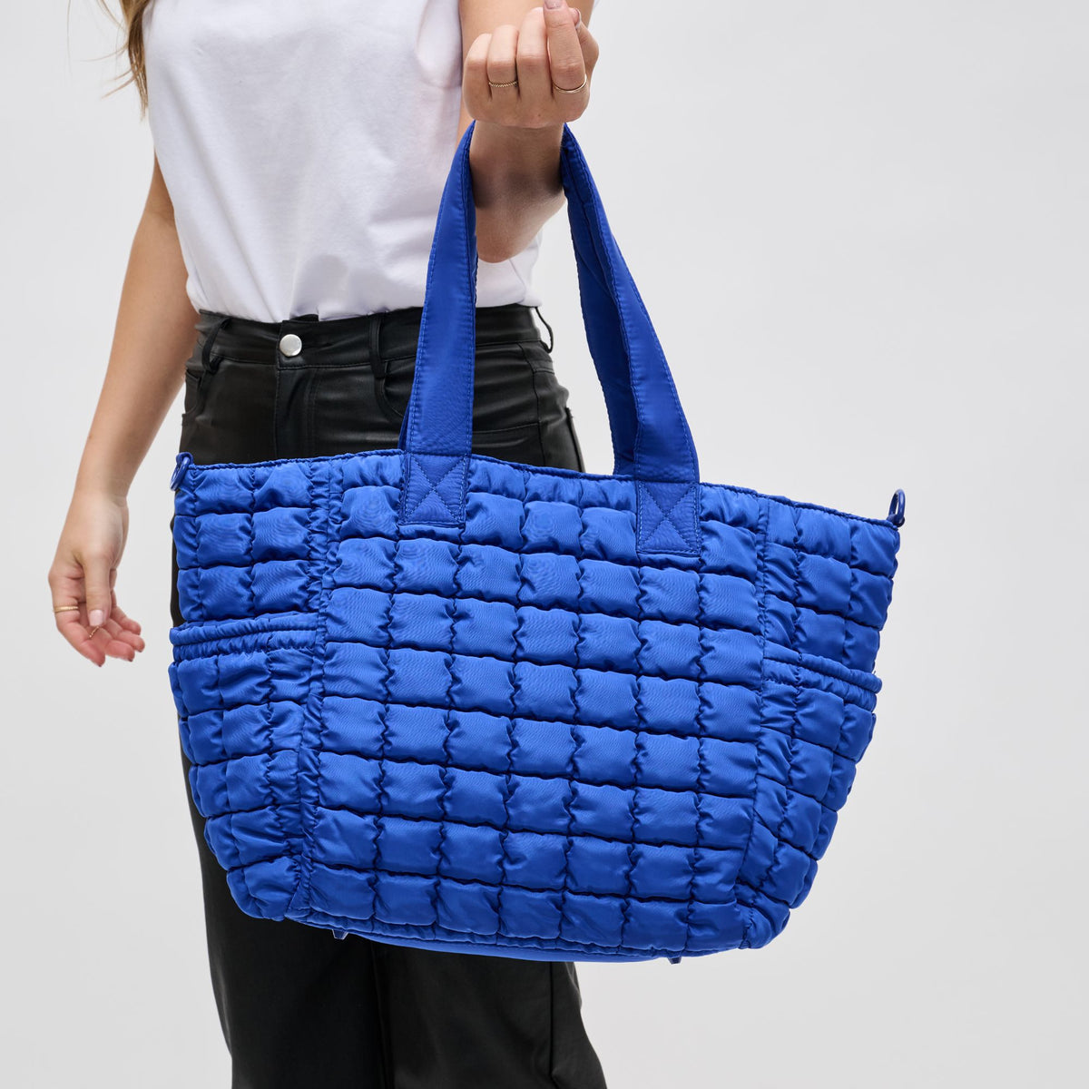 Woman wearing Cobalt Sol and Selene Dreamer Tote 841764108478 View 2 | Cobalt