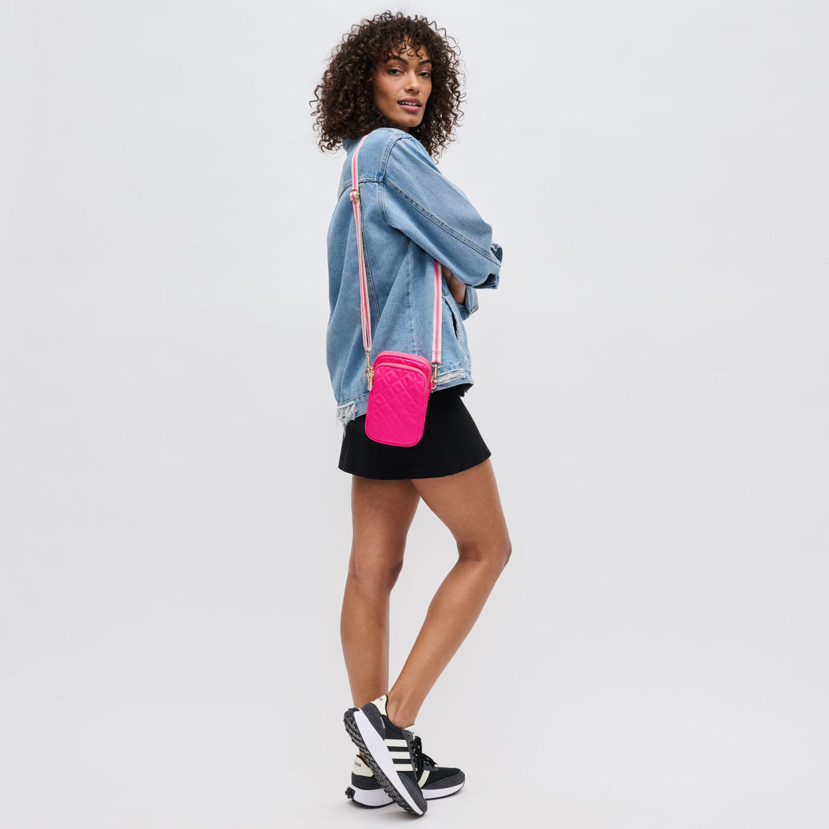 Woman wearing Magenta Sol and Selene Divide &amp; Conquer - Quilted Crossbody 841764108027 View 3 | Magenta