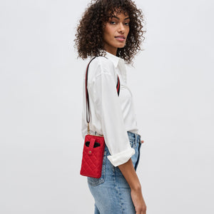 Woman wearing Red Sol and Selene Duality - Quilted Cell Phone Crossbody 840611182272 View 2 | Red