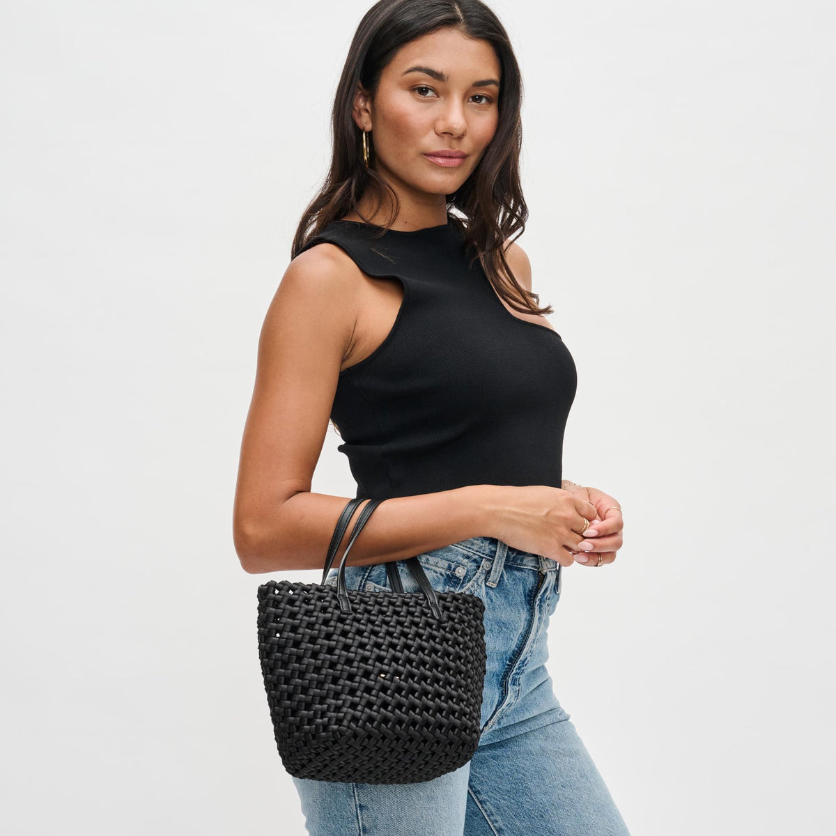 Woman wearing Black Sol and Selene Serenity Crossbody 841764109994 View 1 | Black