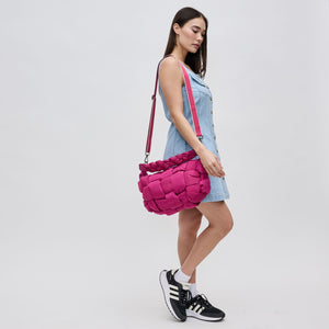 Woman wearing Magenta Sol and Selene Sixth Sense - Medium Shoulder Bag 841764108010 View 2 | Magenta