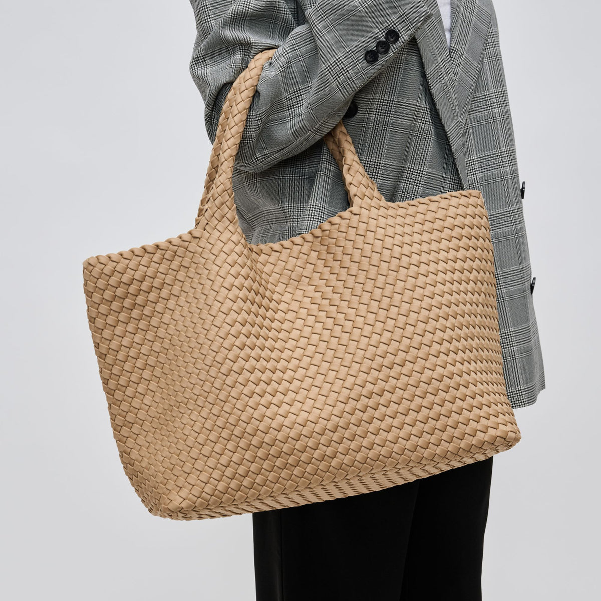 Woman wearing Nude Sol and Selene Sky's The Limit - Large Tote 841764107839 View 1 | Nude