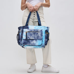 Woman wearing Denim Sol and Selene Gratitude Tote 841764105309 View 3 | Denim