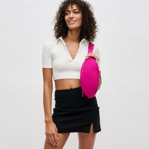 Woman wearing Fuchsia Sol and Selene Aim High Belt Bag 841764108126 View 2 | Fuchsia