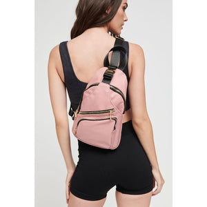 Woman wearing Pastel Pink Sol and Selene On The Go - Nylon Sling Backpack 841764106276 View 1 | Pastel Pink