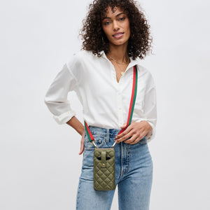 Woman wearing Sage Sol and Selene Duality - Quilted Cell Phone Crossbody 841764107792 View 1 | Sage