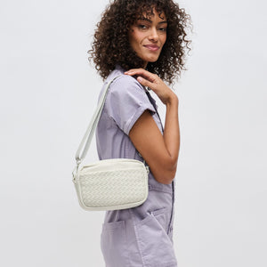 Woman wearing Bone Sol and Selene Inspiration - Woven Neoprene Crossbody 841764109215 View 2 | Bone