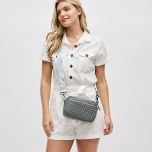 Woman wearing Grey Sol and Selene Inspiration - Woven Neoprene Crossbody 841764108348 View 2 | Grey