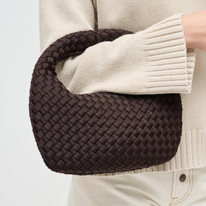 Woman wearing Chocolate Sol and Selene Dare to Dream - Small Woven Neoprene Clutch 841764111096 View 1 | Chocolate