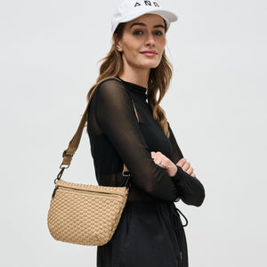 Woman wearing Nude Sol and Selene Ethereal - Woven Neoprene Crossbody 841764110884 View 2 | Nude