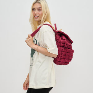 Woman wearing Burgundy Sol and Selene Vitality Backpack 841764110662 View 2 | Burgundy