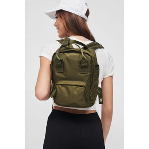 Woman wearing Olive Sol and Selene Iconic - Small Nylon Backpack 841764106740 View 1 | Olive