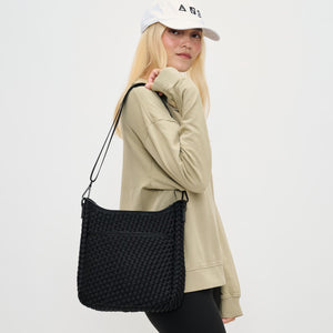 Woman wearing Black Sol and Selene Kismet - Woven Neoprene Crossbody 841764110143 View 1 | Black