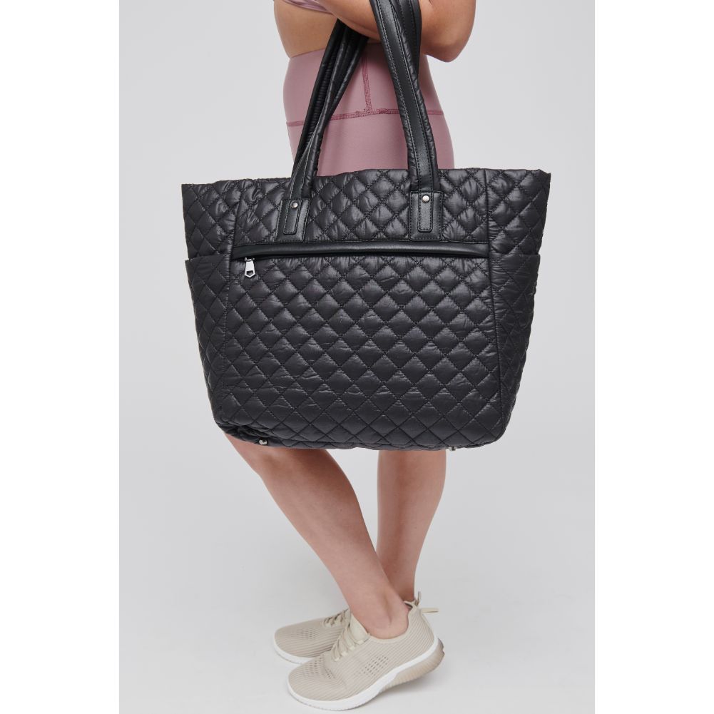 Woman wearing Black Sol and Selene No Filter Tote 841764105101 View 2 | Black