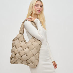 Woman wearing Nude Sol and Selene Illumine Tote 841764110815 View 1 | Nude