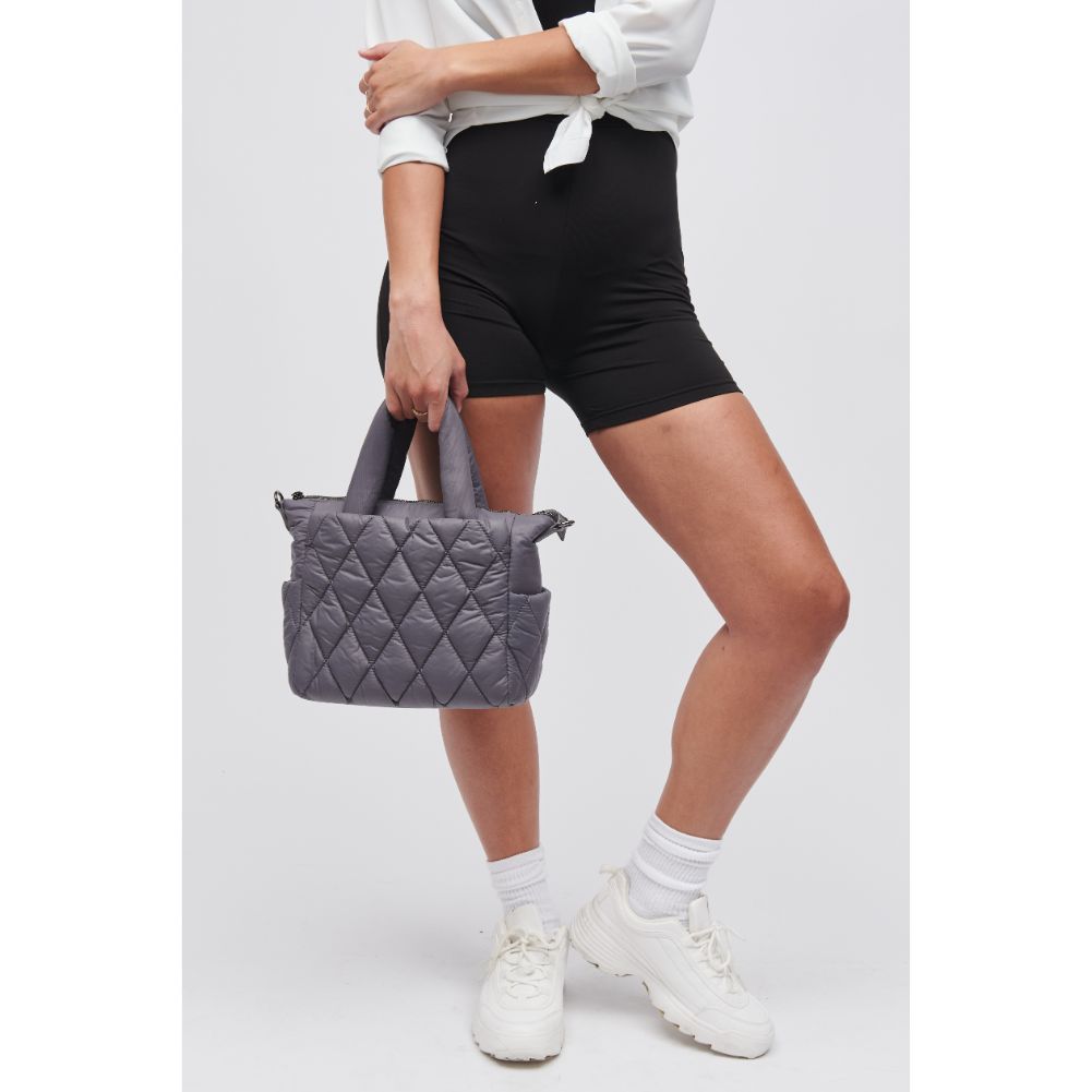 Woman wearing Carbon Sol and Selene Aspire - Small Mini Tote 841764107389 View 3 | Carbon