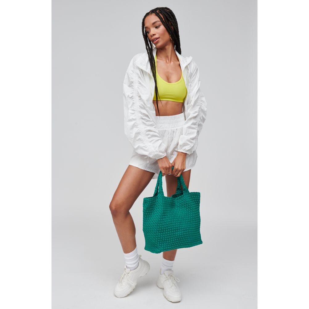 Woman wearing Emerald Sol and Selene Sky&#39;s The Limit - Medium Tote 841764107808 View 4 | Emerald