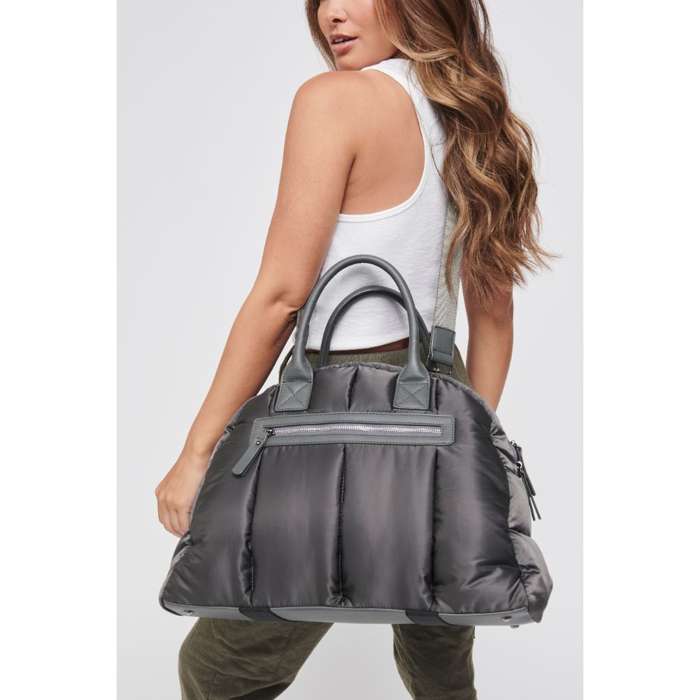 Woman wearing Charcoal Sol and Selene Flying High Satchel 841764102162 View 1 | Charcoal
