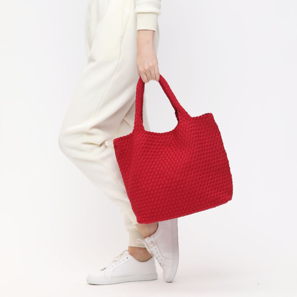 Woman wearing Red Sol and Selene Sky&#39;s The Limit - Medium Tote 841764108188 View 2 | Red