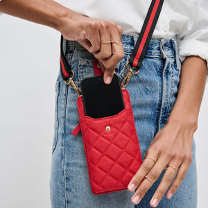 Woman wearing Red Sol and Selene Duality - Quilted Cell Phone Crossbody 840611182272 View 4 | Red