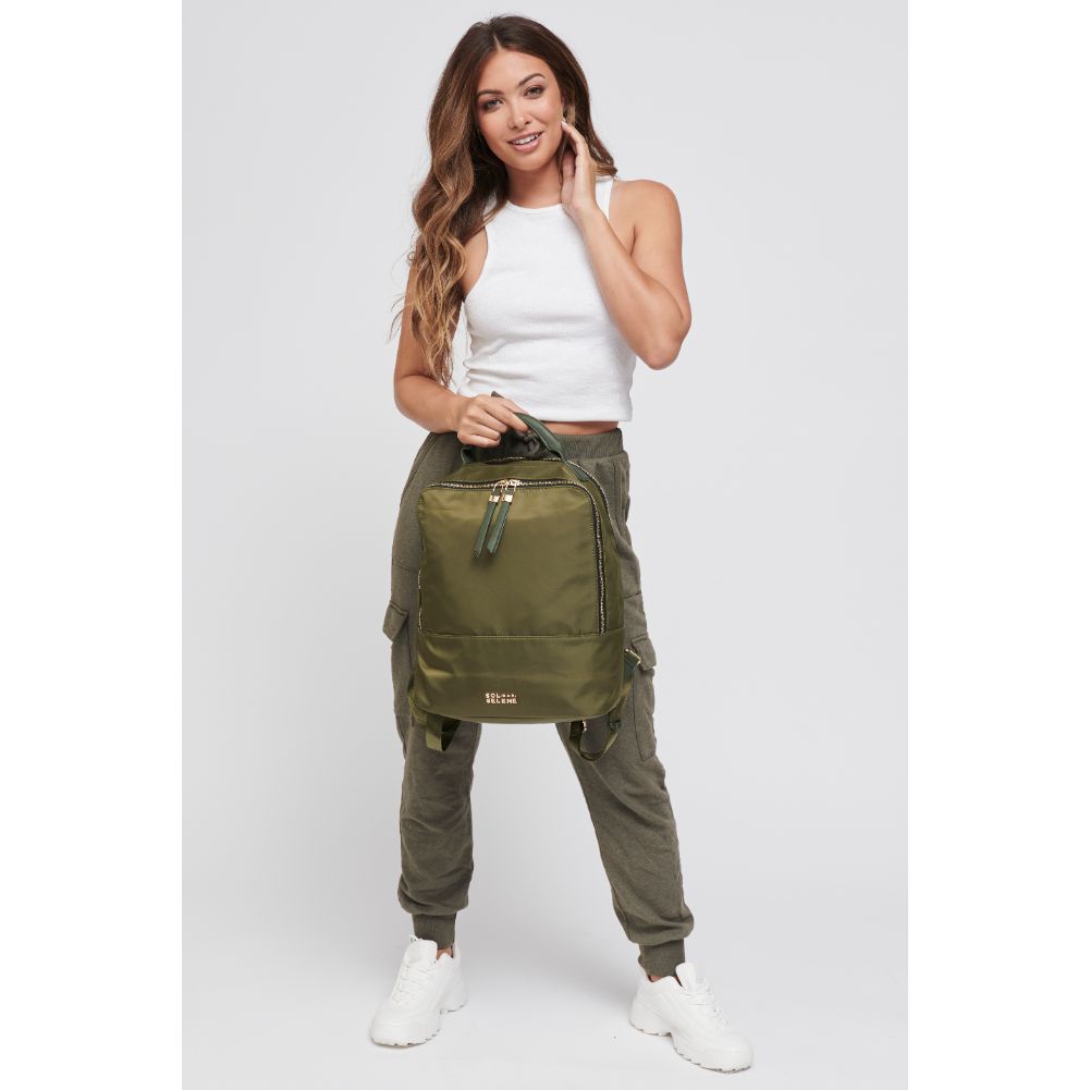 Woman wearing Olive Sol and Selene Cloud Nine Backpack 841764103060 View 3 | Olive