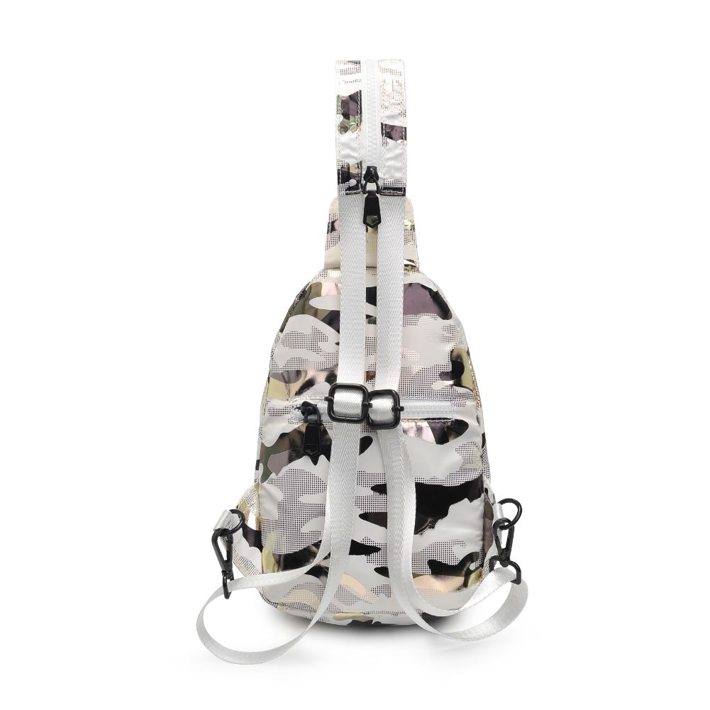 Product Image of Sol and Selene On The Run Sling Backpack 841764106290 View 7 | White Metallic Camo